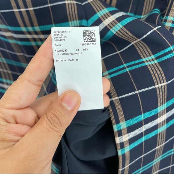 HUGO BOSS Daela Plaid Stretch Cotton Dress Size 10 - Picture 7 of 11